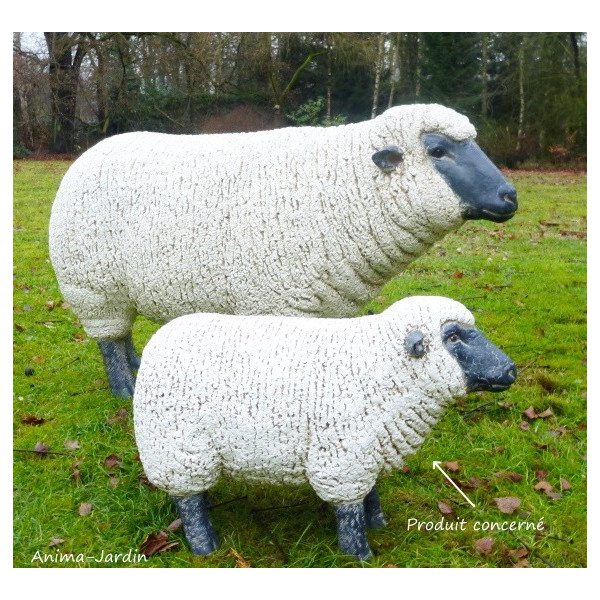 Brebis en fibre de verre, petit mouton blanc, tête noire, animal de la ferme, Jardin, achat, décoration jardin