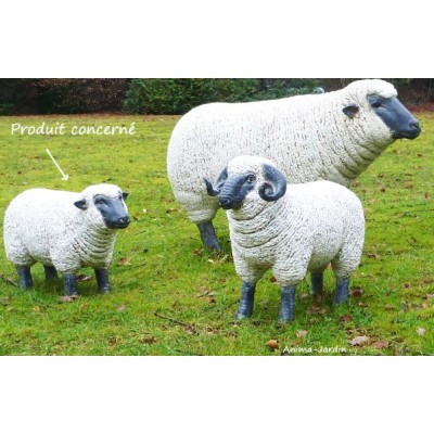 Brebis en fibre de verre, petit mouton blanc, tête noire, animal de la ferme, Jardin, achat, décoration jardin