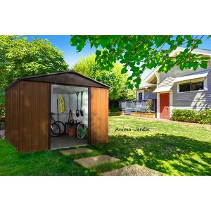 Abri de jardin métal aspect bois Yardmaster 5,3 m² + kit d'ancrage