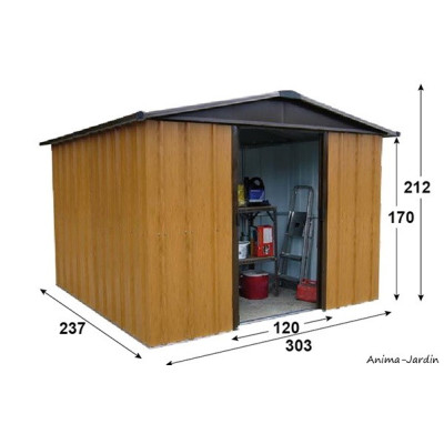 Abri métal 6,24 m² , imitation bois, abri de jardin, métal galvanisé, Trigano, achat, pas cher