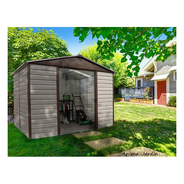 Abri en métal 6,24 m², Yardmaster, beige et chocolat, abri de jardin, métal galvanisé, Trigano, achat, pas cher