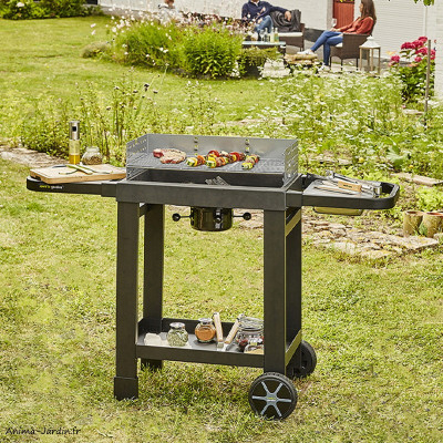 Barbecue à charbon de bois, Easy 60, barbecue en fonte, sur roues, noir, Cook'in garden, achat, pas cher