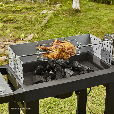 Barbecue à charbon de bois, Easy 60, barbecue en fonte, sur roues, noir, Cook'in garden, achat, pas cher