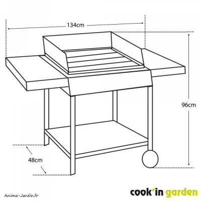 Barbecue à charbon de bois, Easy 60, barbecue en fonte, sur roues, noir, Cook'in garden, achat, pas cher
