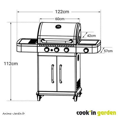 Barbecue à gaz, Fidgi 3, 3 brûleurs, grille et plancha, barbecue américain, Cook'in Garden, achat, vente, pas cher
