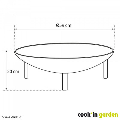 Braséro Junto, acier, noir, bois et charbon, sur pieds, Cook'in Garden, achat, pas cher