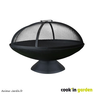 Braséro Junto, en fonte, avec cloche, noir, bois et charbon, sur pieds, Cook'in Garden, achat, pas cher