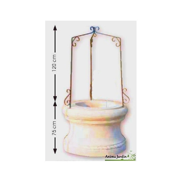 Puits en pierre reconstituée, puits de jardin 100 cm, Méditerranée, achat/vente