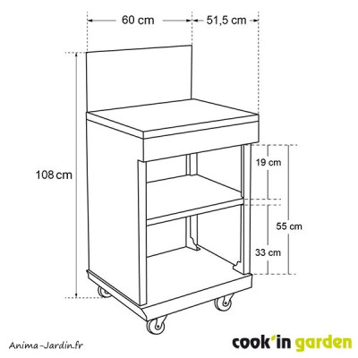 Desserte inox, Fidgi, barbecue-plancha, plan de travail, cuisine extérieure, Cook'in Garden, achat, pas cher