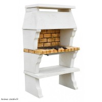 Barbecue en pierre, Déco Hotte, XLarge, ton blanc, briquettes, barbecue charbon, Grandon, achat, pas cher