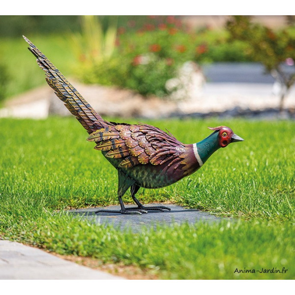 Faisan en métal, Feesy, animal décoratif stylisé, décoration du jardin