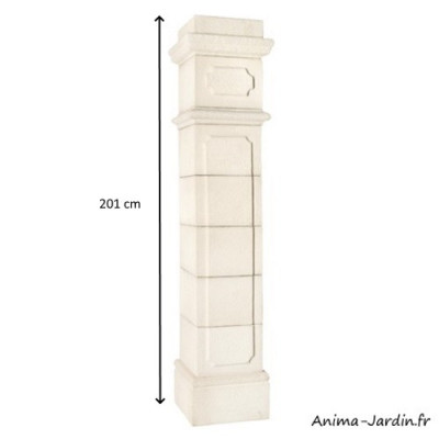 Pilier Médoc 30, H.201 cm, en pierre reconstituée, blanc, pilier complet, portail, Grandon, achat, pas cher