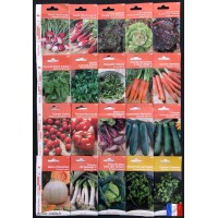 Lot de 20 sachets de graines légumes potager, jardin ouvrier, tomate, radis, salade, français, économique, achat, pas cher