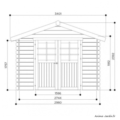 Abri de jardin en bois traité autoclave, Lannion, 28 mm, 8 m², 2 portes, Solid, achat, pas cher