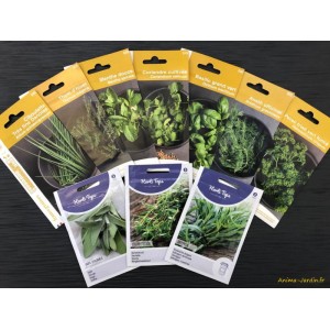 Lot de 10 sachets de graines, aromatiques, potager, jardin ouvrier, graines françaises, économique, achat, pas cher