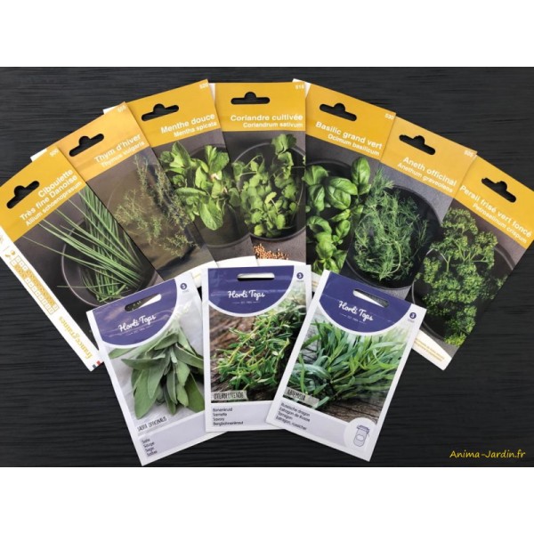 Lot de 10 sachets de graines, aromatiques, potager, jardin ouvrier, graines  françaises, économique, achat, pas cher