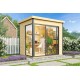 Abri de jardin en bois, DOMEO Mini+, 4,61 m², 44 mm, avec baie vitrée double vitrage, moderne, achat