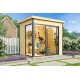 Abri de jardin en bois, DOMEO Mini+, 4,61 m², 44 mm, avec baie vitrée double vitrage, moderne, achat