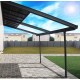Toit terrasse avec panneaux amovibles, aluminium, anthracite, 12,04 m², pergola adossée, Habrita, achat, pas cher