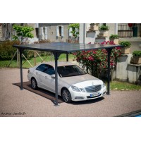 Carport, toit plat, aluminium, 14,70 m², anthracite, Habrita, achat, pas cher