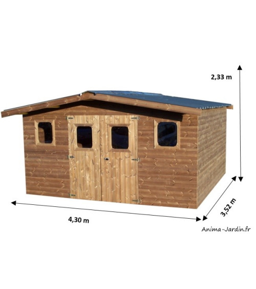 Abri de jardin en bois THT, 28 mm, 11,72 m², double pente, achat, pas cher