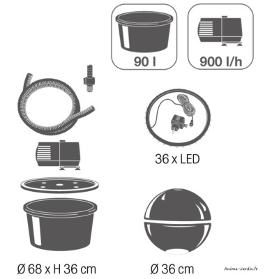 Sphère à eau lumineuse LED, Dubai, Ubbink, achat, pas cher