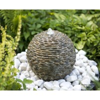 Sphère à eau lumineuse LED en béton cimentée de galets, Trente, Ubbink, achat, pas cher