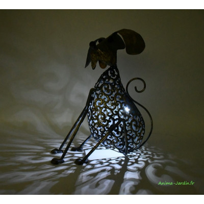 Chien en métal, H.36,5 cm, avec récepteur solaire, lumière, animal en métal, Netlon, achat, pas cher