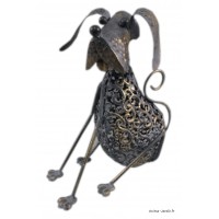 Chien en métal, H.36,5 cm, avec récepteur solaire, lumière, animal en métal, Netlon, achat, pas cher