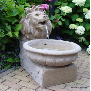 Fontaine aspect grès, gargouille tête de lion, Basel, Ubbink, achat, pas cher