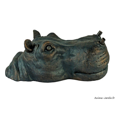 Hippopotame flottant H.11 cm, cracheur d'eau, décoration bassin, Ubbink, achat, pas cher