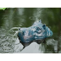 Hippopotame flottant H.11 cm, cracheur d'eau, décoration bassin, Ubbink, achat, pas cher