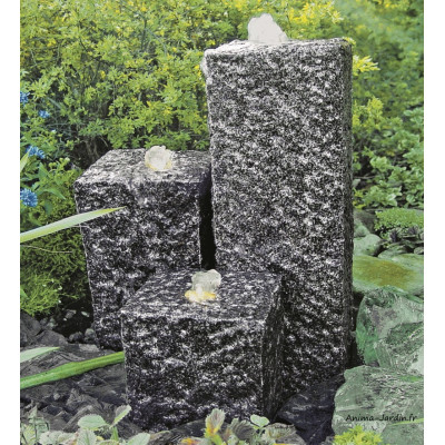 Fontaine LED à trois colonnes, pierre en granite, Siena, Ubbink, achat, pas cher