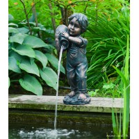 Enfant, Yannick, cracheur d'eau, décoration bassin, Ubbink