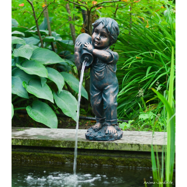 Enfant, Yannick, cracheur d'eau, décoration bassin, Ubbink