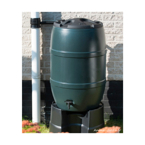 Récupérateur d'eau rigide, tonneau, 120 L ou 210 L, Vert/noir