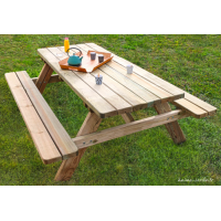 Table pique-nique en bois, 6 personnes, L.177 cm, Festin, Jardipolys, achat, pas cher