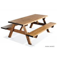 Table pique-nique en bois, 6 personnes, L.200 cm, Jardipolys, achat, pas cher