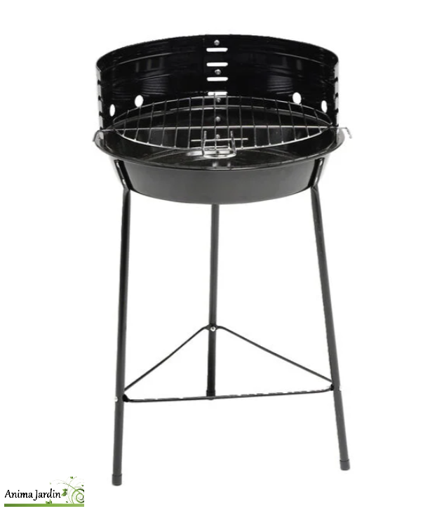 Barbecue à charbon de bois rond noir en acier, Flam, anima jardin