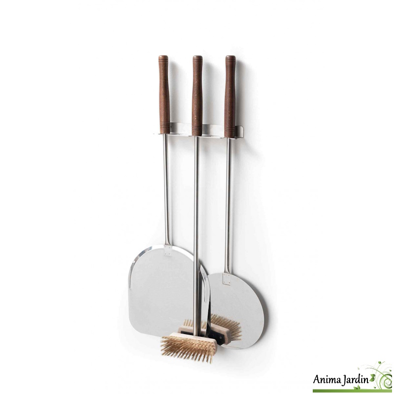 Set pizza en inox, pelle rectangulaire, pelle ronde, brosse - Palazzetti-Anima-Jardin.fr