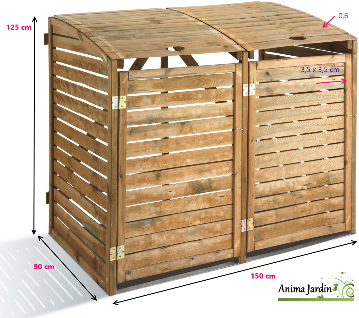 Cache poubelle double en bois, Rangement poubelle, First, achat