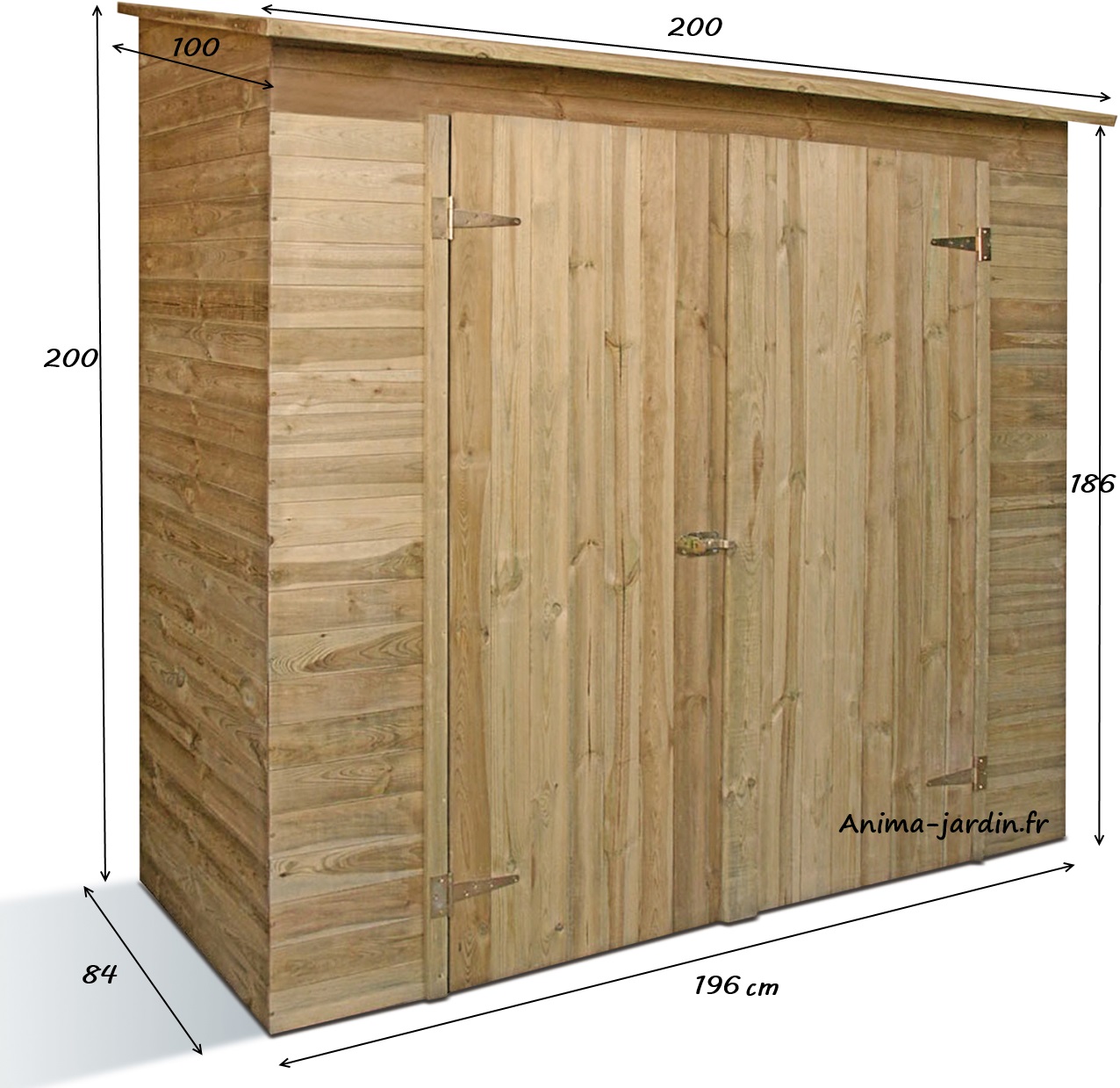 Armoire Jardin Bois Naturel Double Porte Rangement Outil Remise Abri