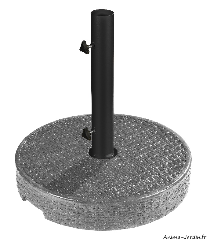 Pied de parasol rond, 35 kg, Aspect grainé, béton couléAnima-Jardin.fr
