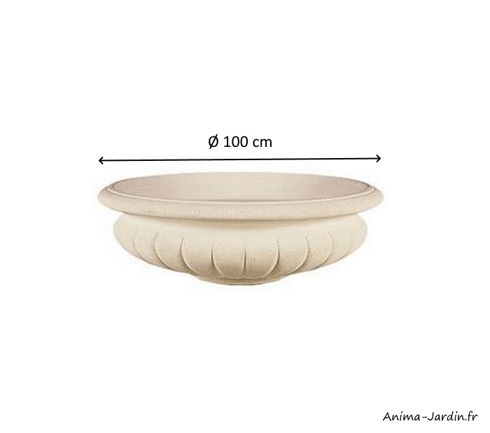 Coupe 100 cm-pierre reconstituée-vasque sans pied-renaissance-contenant-achat-Anima-Jardin.fr