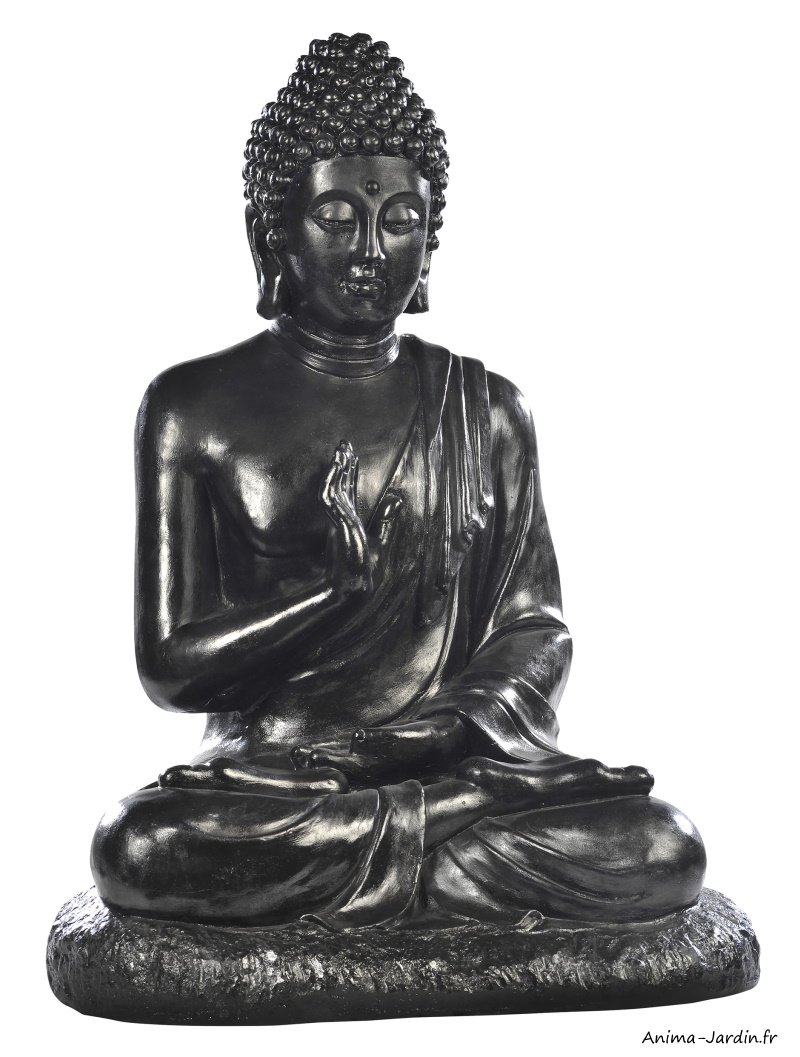 bouddha hindou assis, h.80 cm, pierre reconstituéegrandon, décoration extérieure, achat pas cher anima-jardin.fr