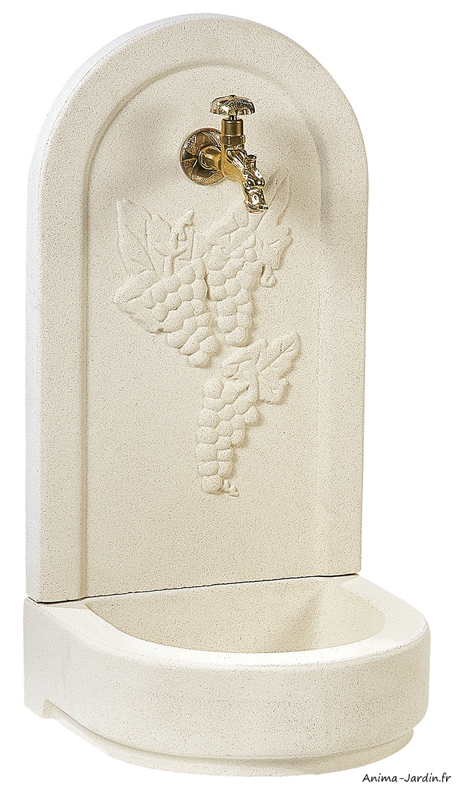 fontaine murale raisin pierre reconstituée h.76 cm grandon jardin achat pas cher anima-jardin.fr