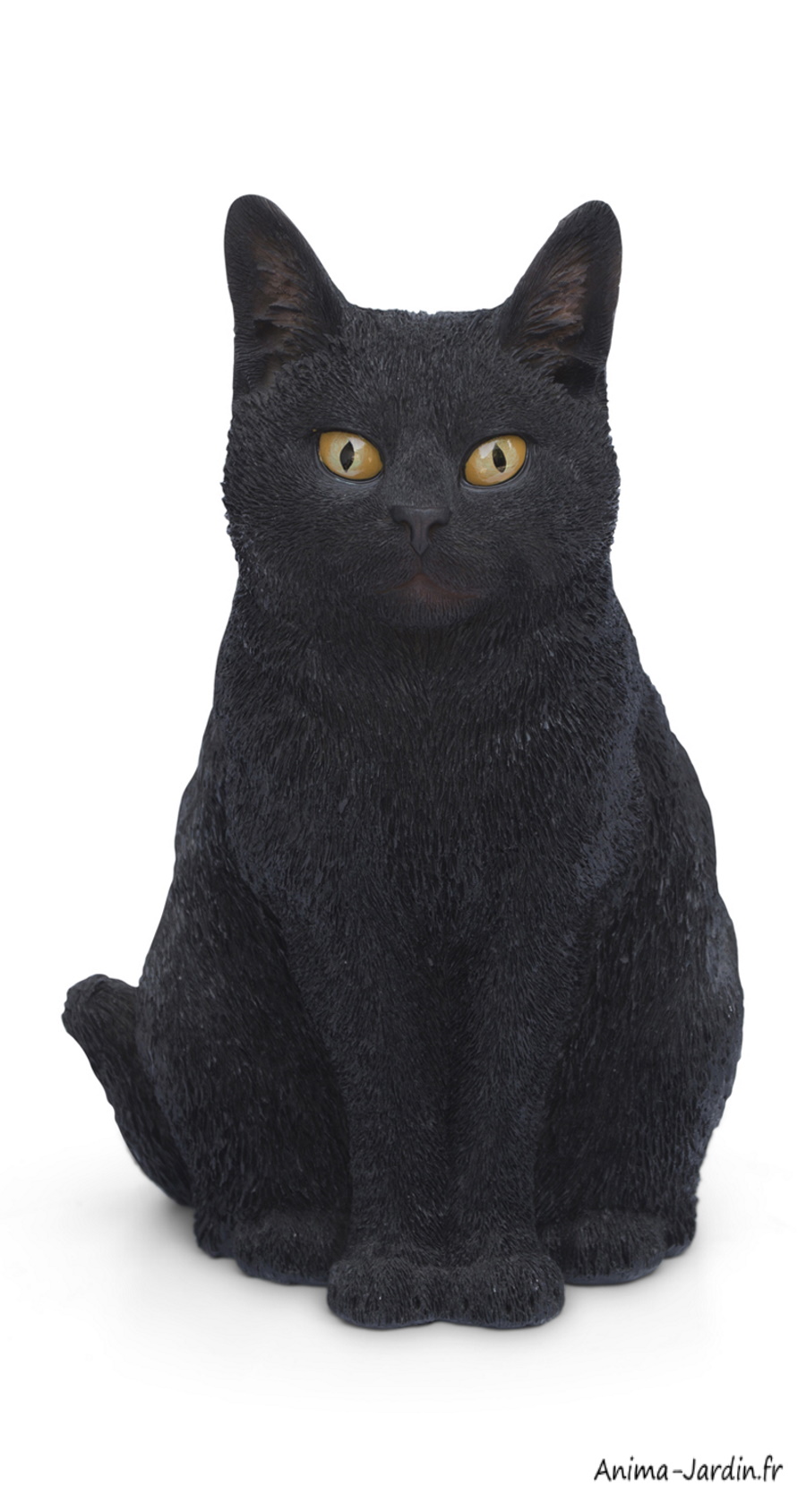 Chat noir, H.30 cm, décoration extérieur, Garden IDAnima-Jardin.fr