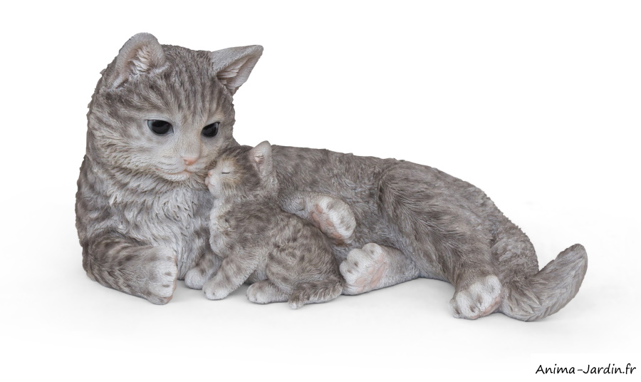 Maman chat avec son chaton, L.35 cm, décoration extérieur, Garden IDAnima-Jardin.fr