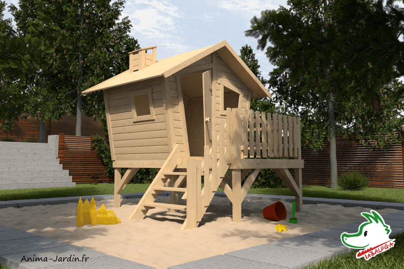 Maisonnette sur pilotis, terrasse, toboggan, Lotti, jeu pour enfant, Weka, achat, pas cher