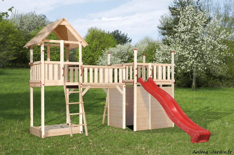 Aire de jeu, Tabaluga, H.3,31 m, pont, toboggan, tour, bac à sable, jeu pour enfant, Weka, achat, pas cher